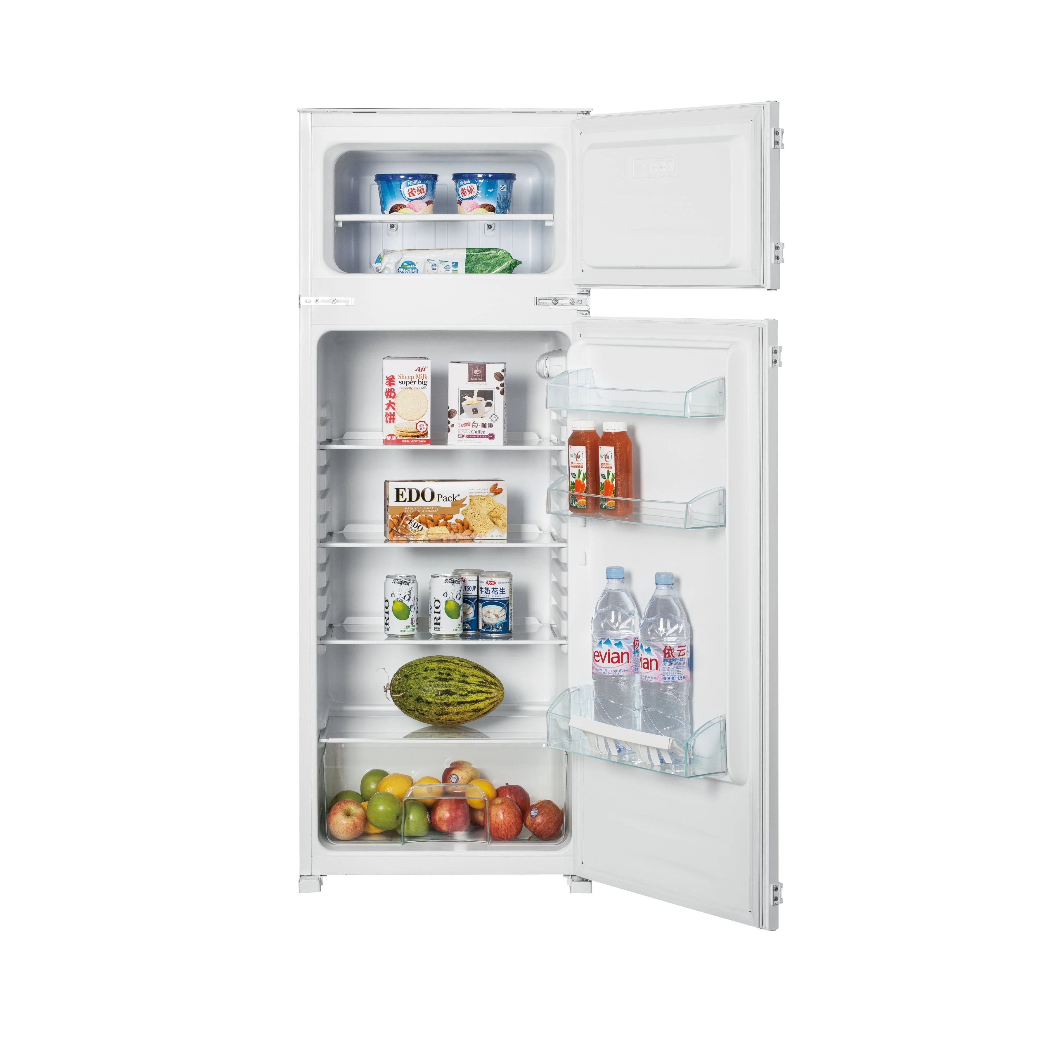 220L White 54CM Built-in Double Door Fridge, 41L Freezer, 179L Refrigerator