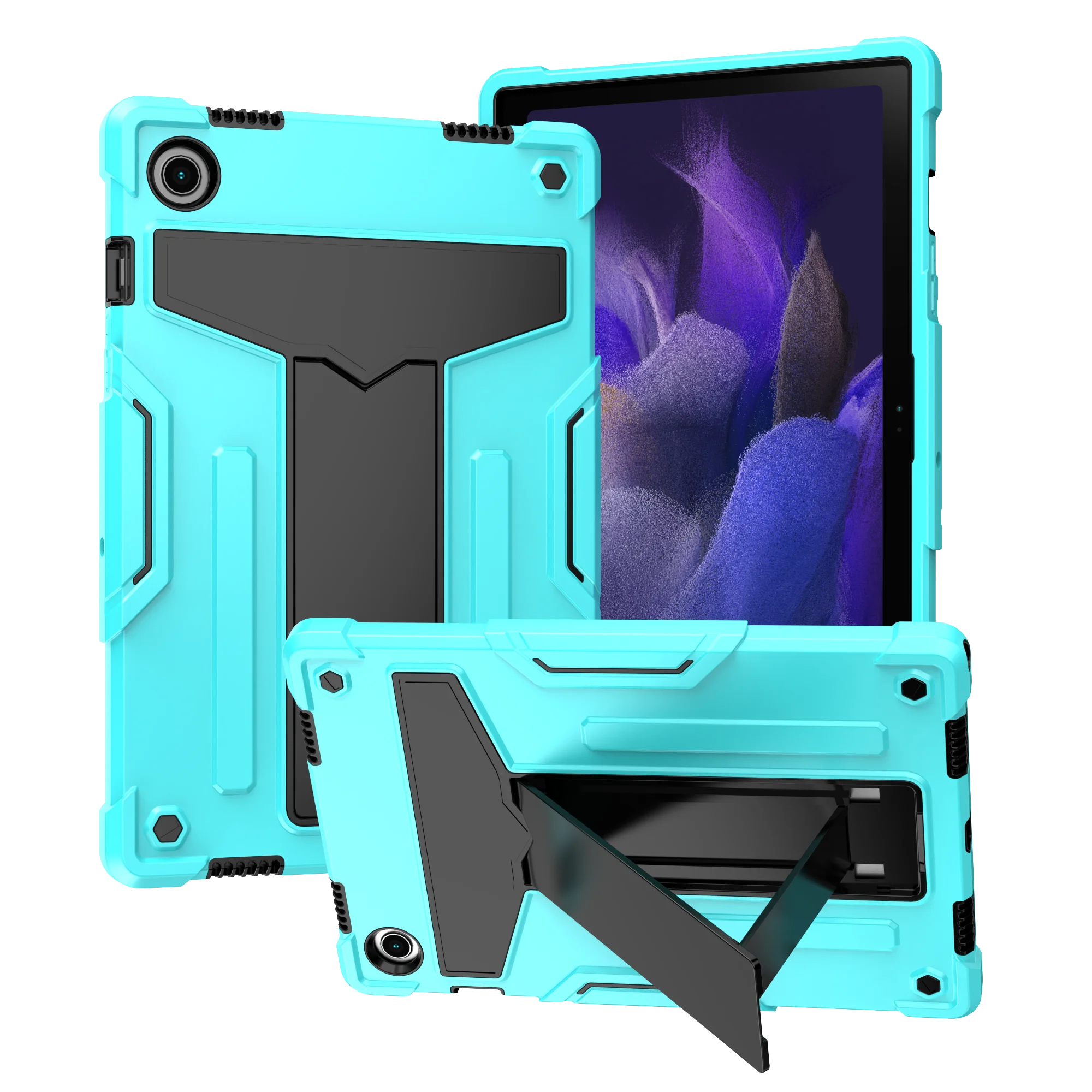Sleek Two-Tone Tablet Case with Built-in T-Shaped Stand and All-Round Protection