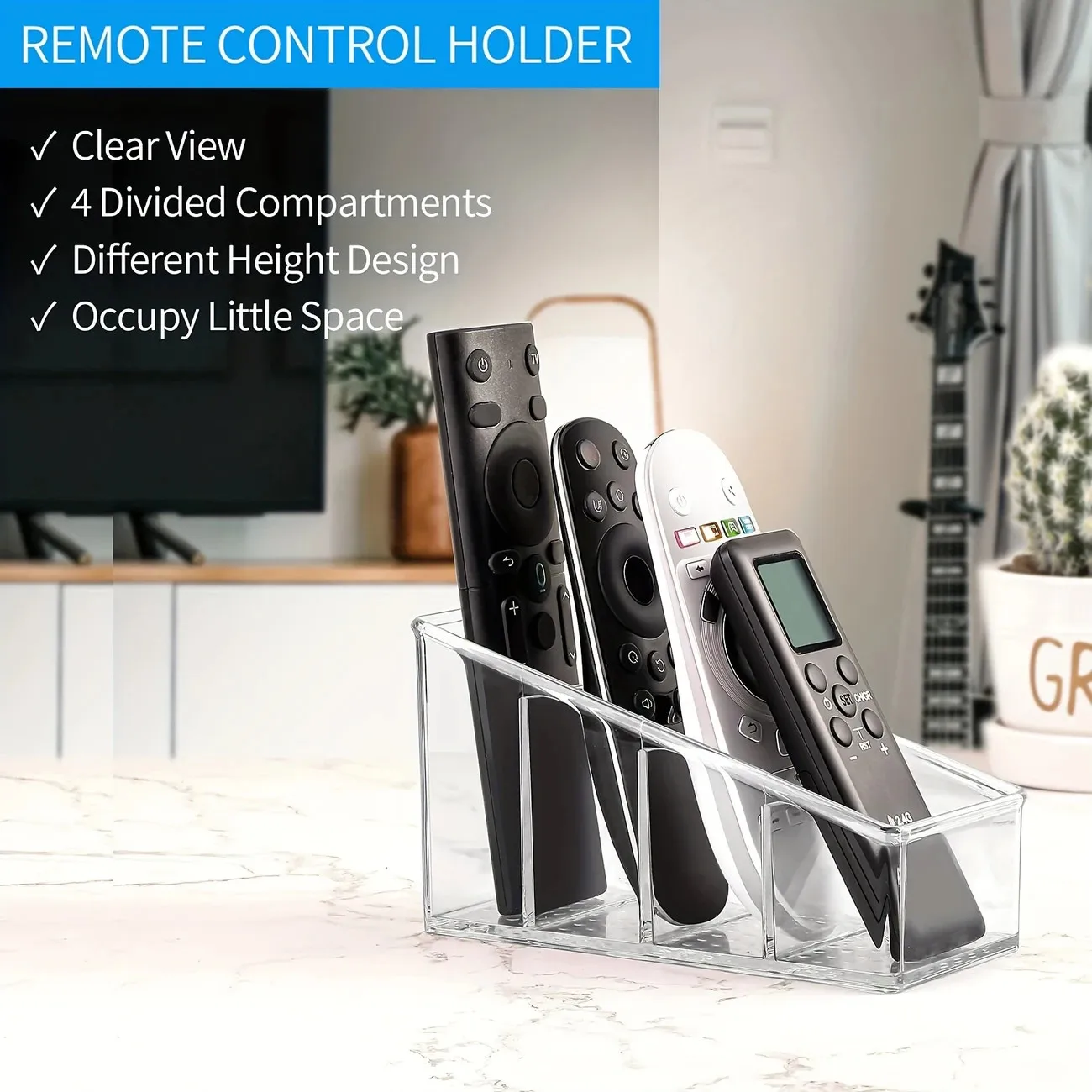 Clear Plastic Remote Control Holder - Ideal for Home Office School Organization