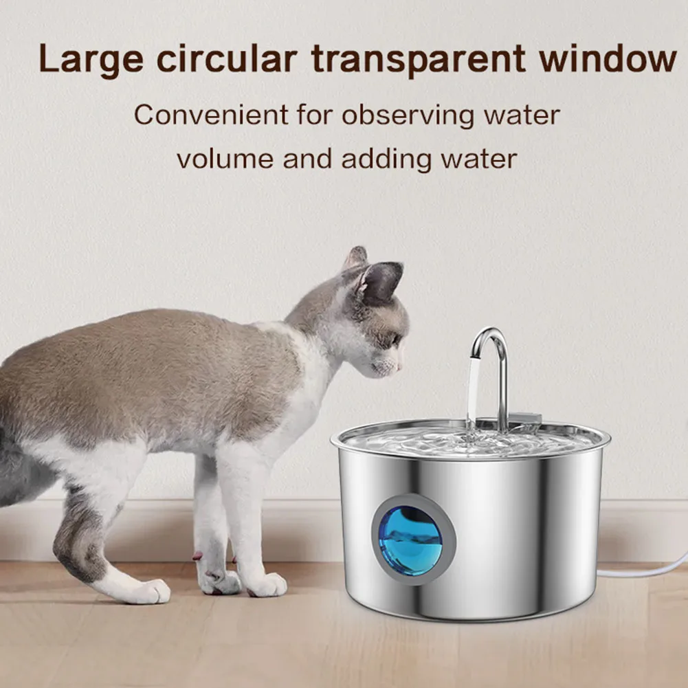 3.2L Pet Water Fountain Water Dispenser Stainless Steel Automatic Water Feeder Triple Filtration Drinking Fountain for Cats Dogs