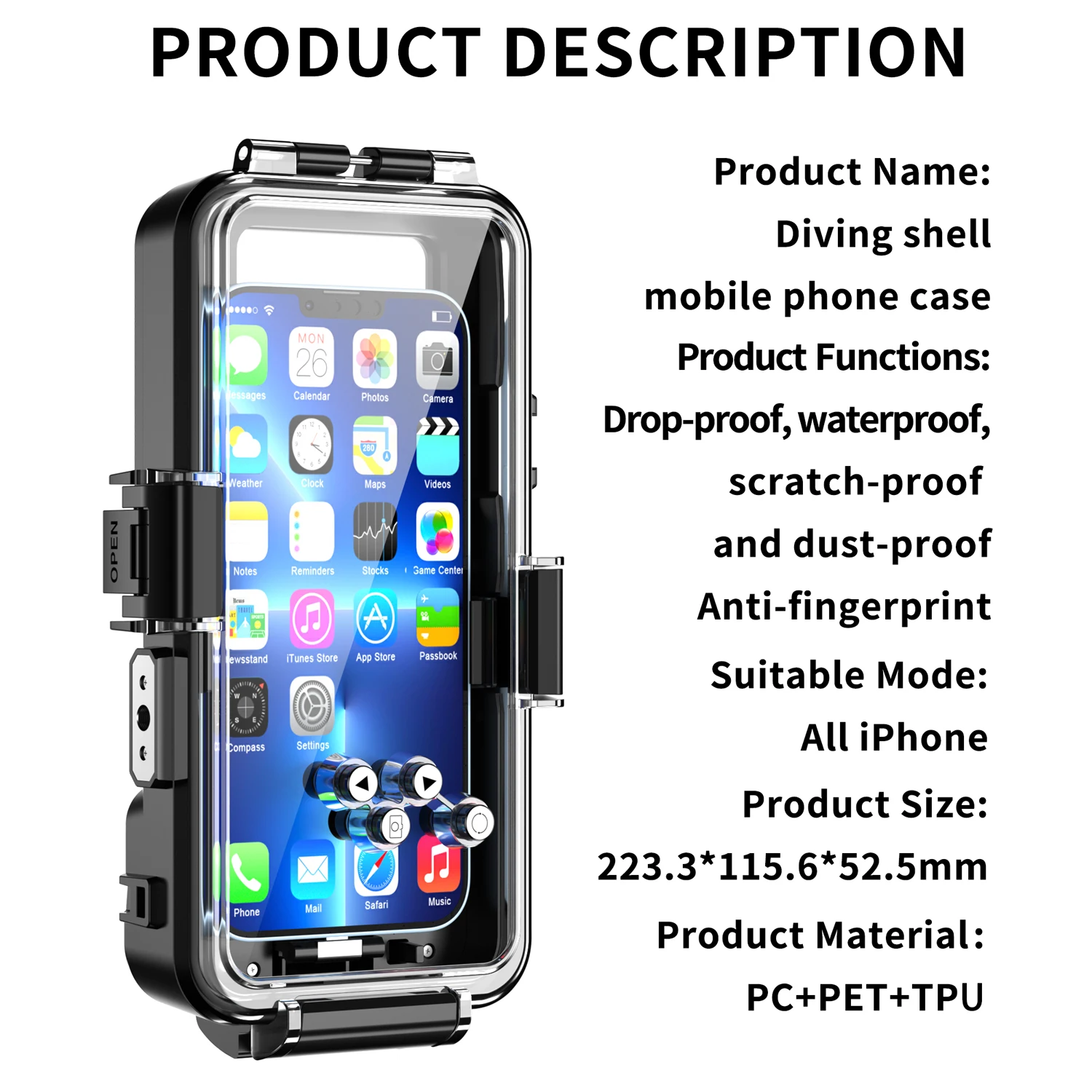 iphone 13 pro case leather 30M 98FT Universal Professional Diving Phone Case For iPhone 14 12 11 13 Pro Max XR X XS Max 8 Depth Underwater Waterproof Cover iphone 13 pro case leather