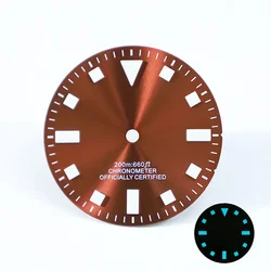 Retro Matte Blue and Black Watch Dial with BGW9 C3 Lume - 28.5mm Diameter - No Logo (Brown blue lume)
