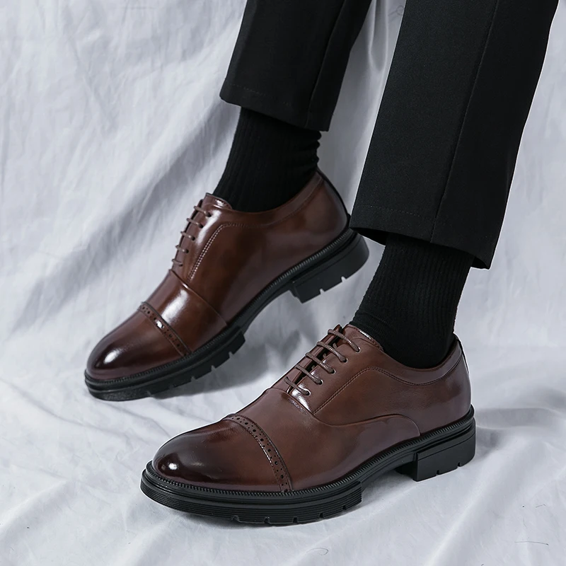 Luxury men's casual shoes Oxford formal leather shoes Men's fashion trend Handmade men's casual shoes
