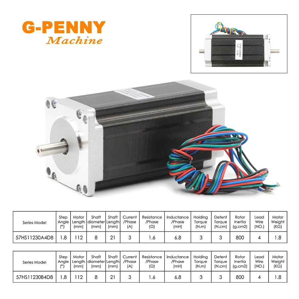 NEMA23 57x112mm 3Nm Stepper Motor 3A/4.2A Single/Double Shaft