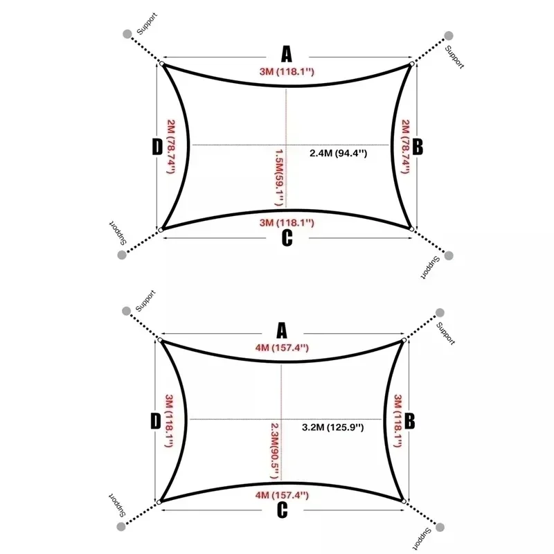 차양 자동차 쉐이드 차양, 직사각형 정원 차양, 햇빛 쉘터 테라스, 야외 방수 캔버스 캐노피 돛 