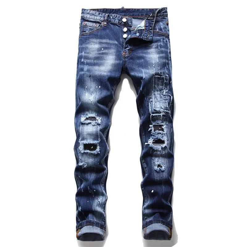 Men Holes Skinny Denim Jeans Brand DSQ2 
