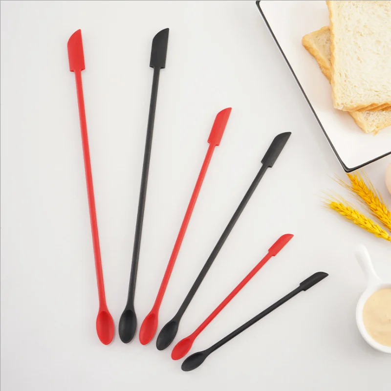 Silicone spatula mini spatula set lengthened cosmetic bottle jam double-head scraper kitchen cake baking tool accessories