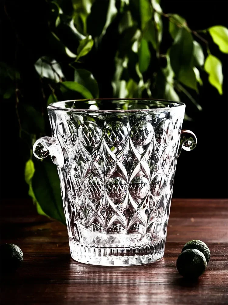 Japanese Lead-free Glass Small Bartender Carving Bar KTV Cocktail Ice Champagne Bucket 1.5L