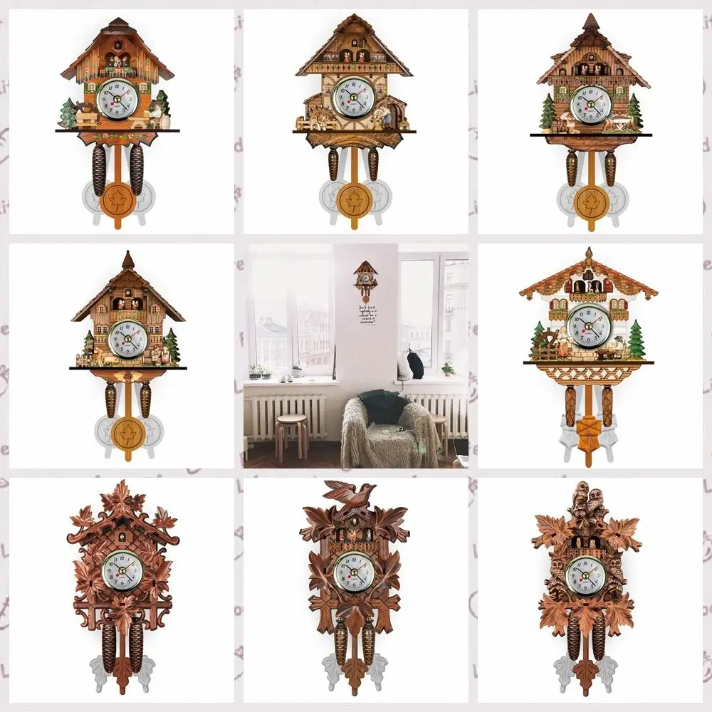 Multiple Styles Wood Pendulum Vintage Clocks Art Craft Creative 3D Chiming Clock Realistic Pattern Housewarming Gift wall clock,clock pendulum parts