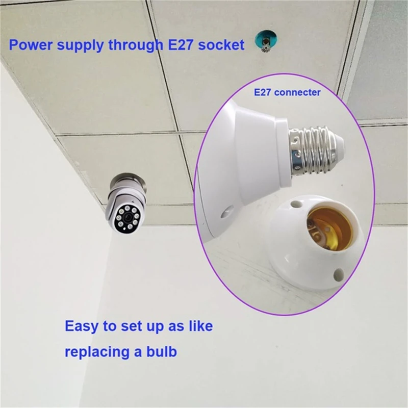 cctv security recording system 200W E27 Bulb Surveillance Camera Night Vision Full Color Automatic Human Tracking Camera Wifi Video Indoor Security Monitor Package Included:   best cctv camera