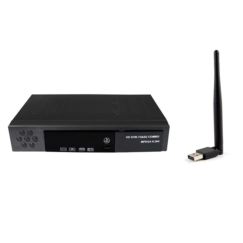 

Smart Digital Satellite Tv Receiver Dvb-T2+Dvb-S2 Fta 1080P Decoder Tuner Mpeg4 With Usb Wifi Antenna(Eu Plug)