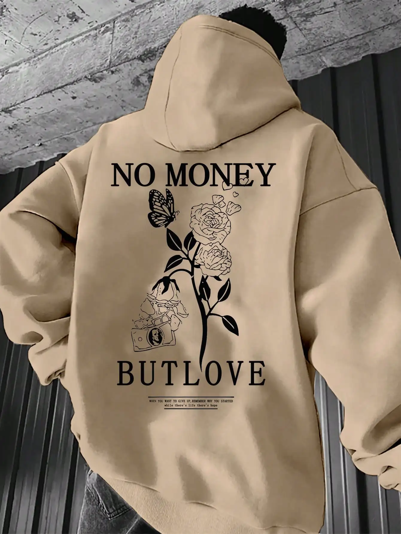 2024 New loose men's floral letter print hooded fleece sweatshirt spring and autumn comfortable and versatile pullover S-3XL 3
