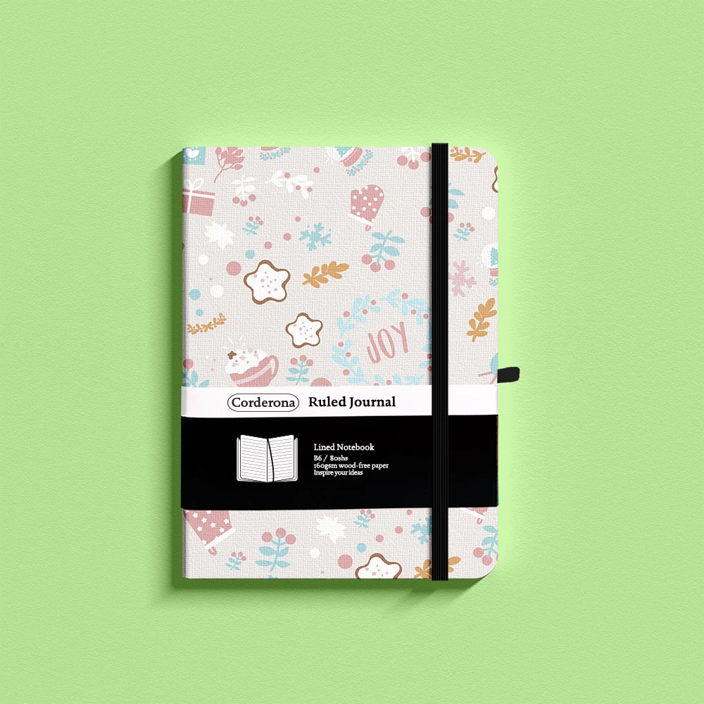 B6 160gsm裏地付きジャーナルハードカバーかわいいクリスマス弾性バンド厚い紙のルールノートブック旅行プランナー日記 ノートブック Aliexpress