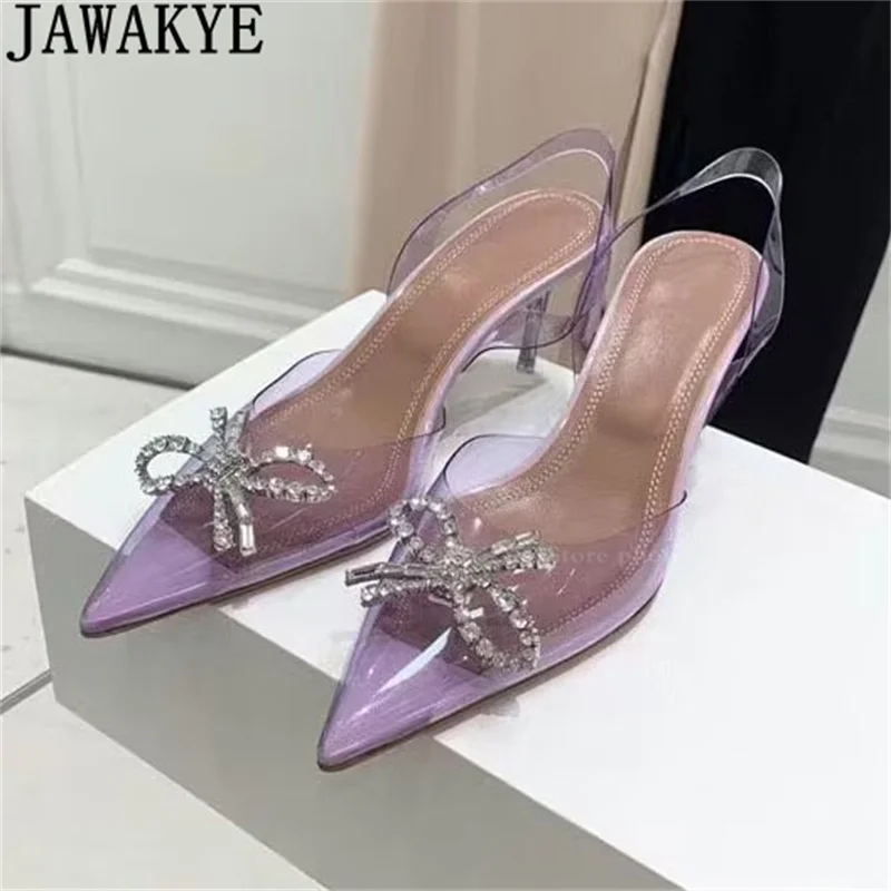 

Summer Classic Hot Sale Clear PVC Sandals Women Multicolour Pointy toe High Heel Crystal Sandals Luxury Bride Dress Shoes Woman