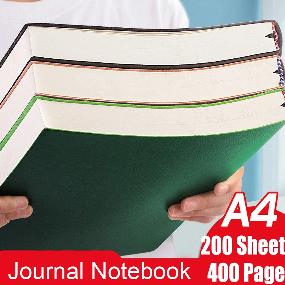 Grande Papel em Branco Notepad Cadernos e Revistas Planejador Diário Linha Horizontal Escritório 365 Material Escolar Caderno 400 Páginas a4 - Imagem 3
