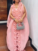 Ensemble deux pièces africain élégant à volants, sans manches, Cape caftan ample, taille haute, jambes larges, pantalon plissé, événements, fêtes, occasions, nouveau 4