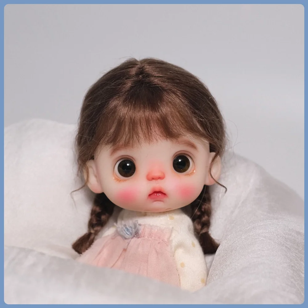 Doll Wig Bangs Ponytail Curly Soft Mohair Wig Suitable for Ob11, 1/12bjd, 1/8BJD Doll Wig Doll Accessories 2