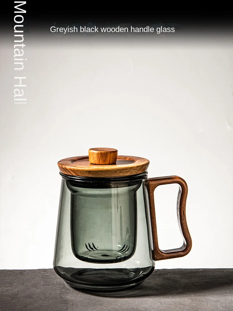 

Glass Tea and Water Separation Large and Small Office Cup with Lid Household Water Cup Tea Cup Gift Customization