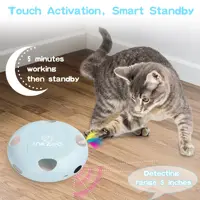 Cat toys, 7-hole smart sensor pop-up feather toys, USB powered indoor cat automatic kitten toys,Blue ﻿ 4