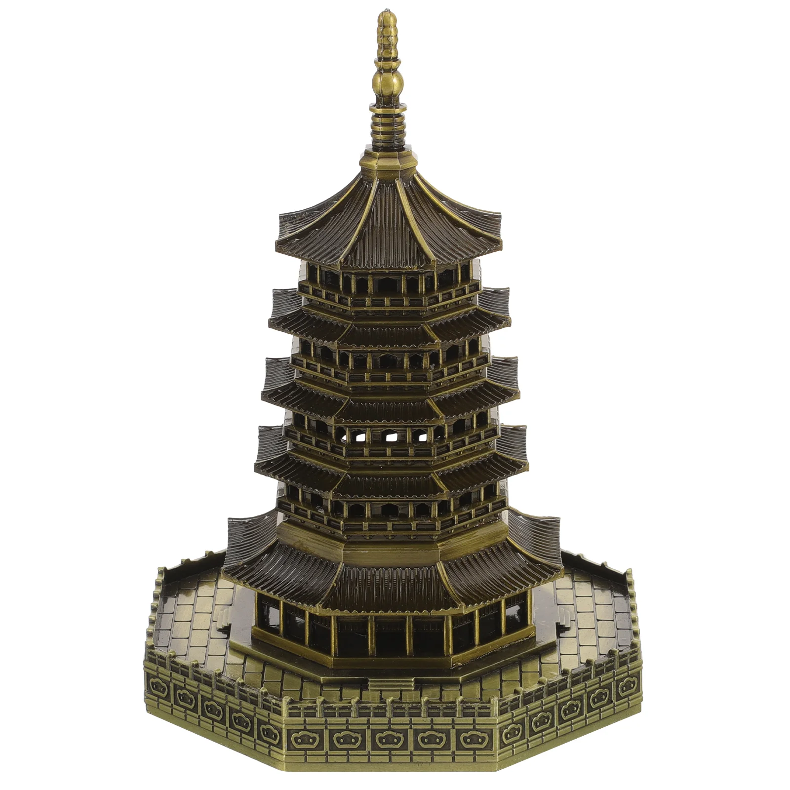 

Sewacc Mini Pagoda Garden Statue Alloy Pagoda Wenchang Tower Figurine Chinese Zen Feng Shui Tower Replica Wealth