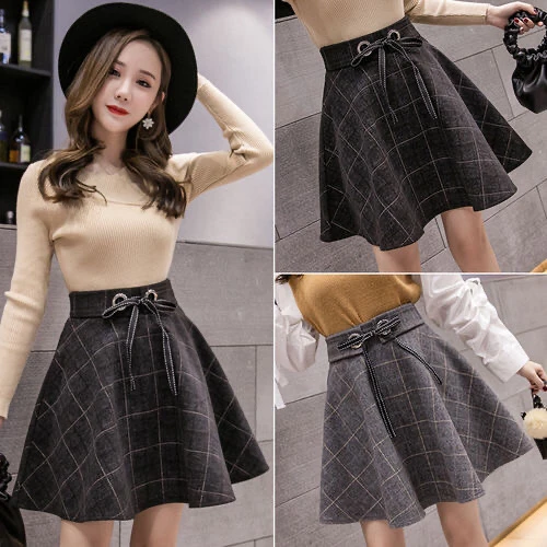 

Spring Autumn High Waist Hip Wrap Short Skirt A-line Skirt Half Skirt Women's Dress New Student Korean Shopping Black
