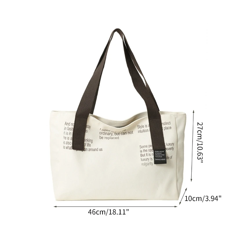 Women Canvas Shoulder Bag Ladies Casual Handbag Tote Bag Large Capacity Reusable Shopping Bag