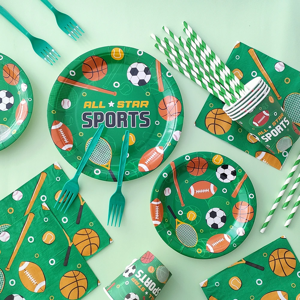 

96pcs/Set Soccer Theme Disposable Tableware Football World Sport Champion Party Decoration Cup Plate For Kid Birthday Supplies