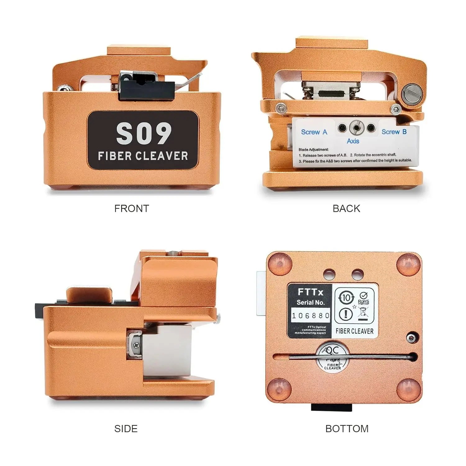 Signal fire Optical Fiber Cleaver, Fiber Optic Knife, High Precision  FTTH Optic Fiber Cutter W/Scrap Collector 48000 cuts