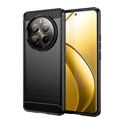 Flexible Shockproof TPU Protective Phone Case - Transparent Cover - Realme 12 Plus 5G (Black)