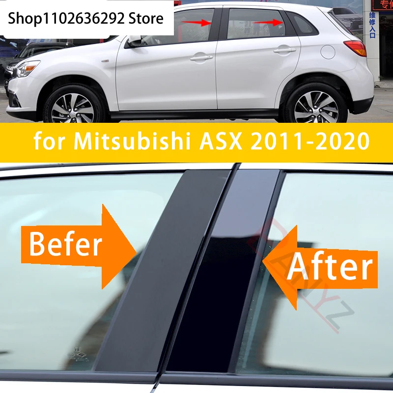 

New Arrival 6PCS Polished Pillar Posts Fit Window Trim Cover BC Column Sticker For Mitsubishi ASX 2011-2020