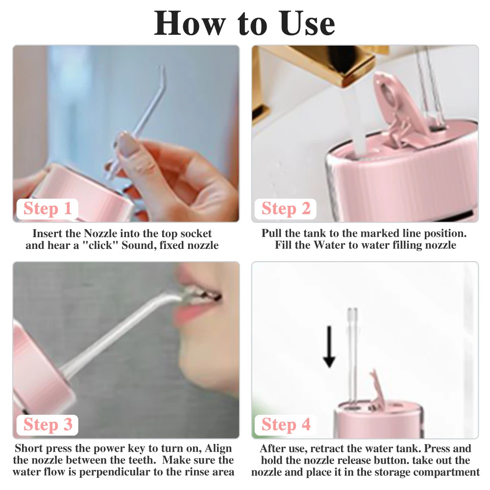 Portable Dental Floss Oral Irrigator Travel Retractable Water Flosser Pick for Cleaning Teeth Mouth Washing Machine Jet Device