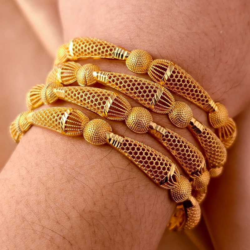 Indische Afrika-Goldfarbene Armreifen für Frauen, Afrikanische Hochzeits-Manschettenarmbänder, Dubai Partygeschenke – Detail 13
