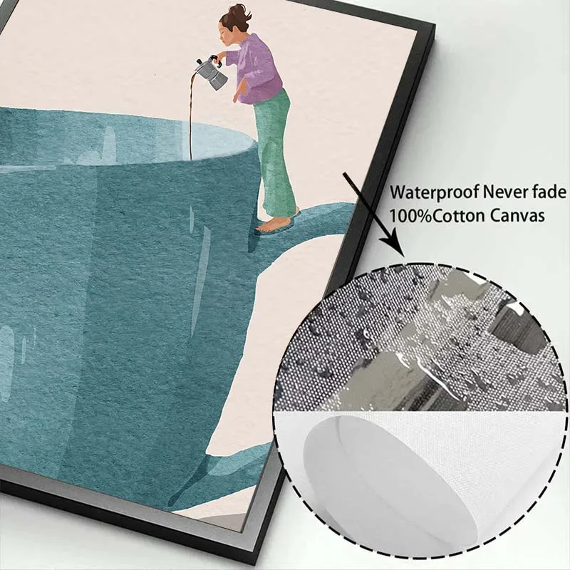 Minimalist Girl with Book Balloon Wall Art Canvas Prints
