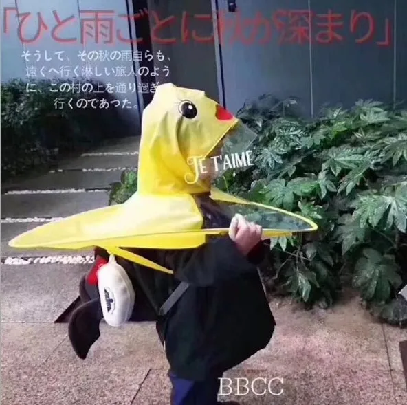 Description Picture 3 of itemCreative Children's Yellow Duck UFO Raincoat Cute Rain Cover UFO Boys And Girls with Hat Raincoat Windproof Poncho Rain Gear