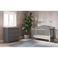 2-Piece Camden Nursery Set Convertible Crib & 3-Drawer Dresser Cool Gray Grows with Baby Sturdy Pine Wood Neutral Finishes Safe 1
