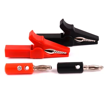4pcs/Set 55mm Alligator Clip + Banana Plug, Test Probe With 4mm Banana Plug Cable Clips Red + Black Stonego Test Accessories 2