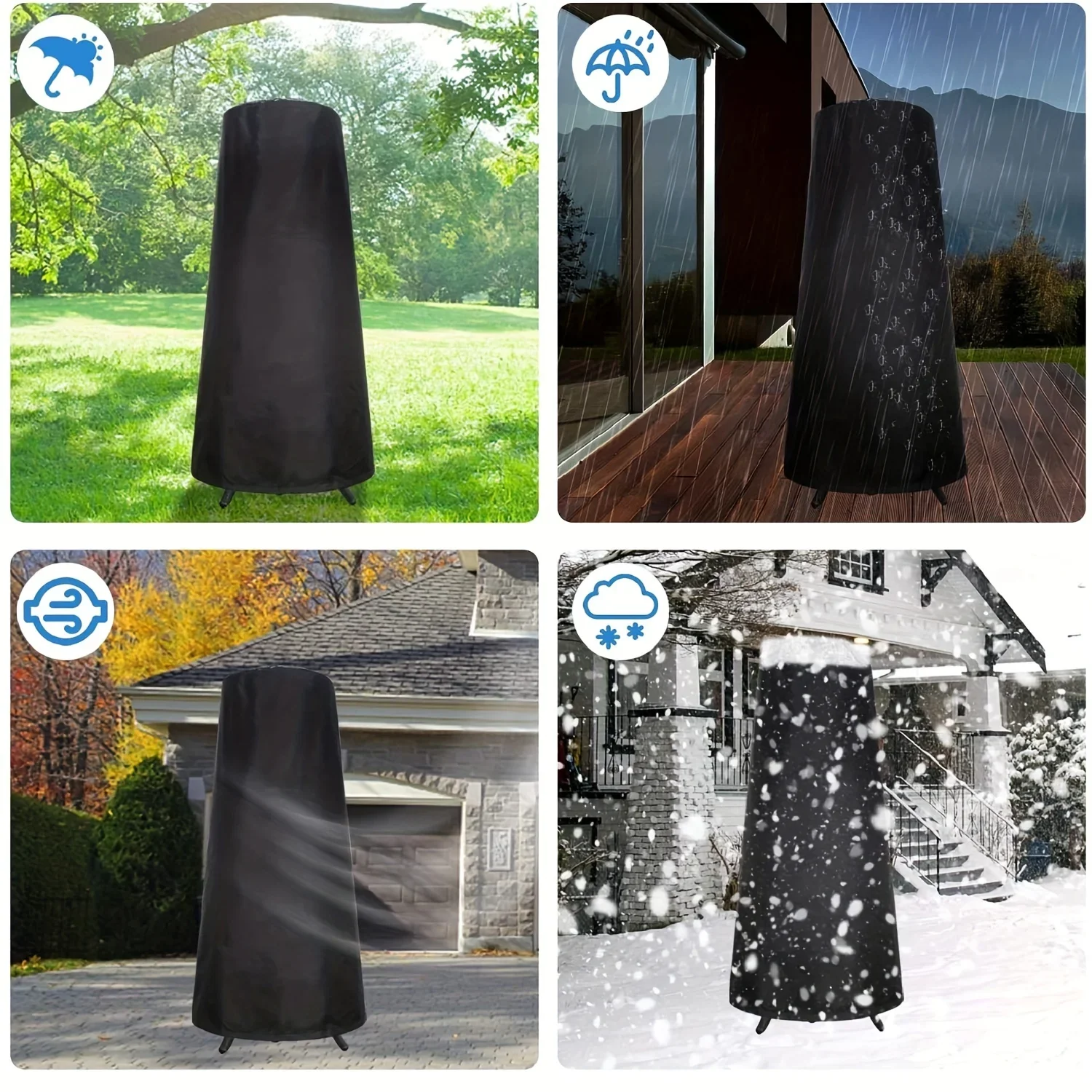 Waterproof pit cover heavy-duty 420D Oxford protective outdoor garden fireplace cover Frost-proof Winter SunproofSummer