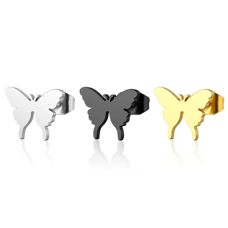 

New Korean Version of Exquisite Titanium Stainless Steel Butterfly Earrings Fashion Female Jewelry Factory Outlet