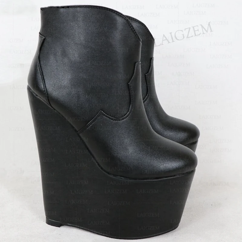 

Женские ботильоны SEIIHEM на высоком каблуке 20 см, женские ботинки из искусственной кожи на танкетке, женская обувь, большой размер 38, 41, 43