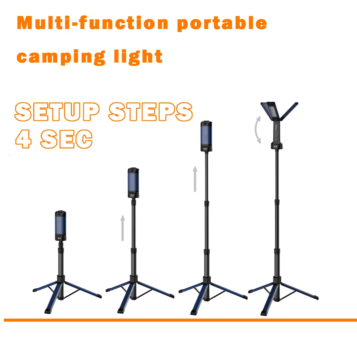 Portable Outdoor Led Corded camping light 3-Heads rechargeable Led Work Lights with Tripod Stand 2