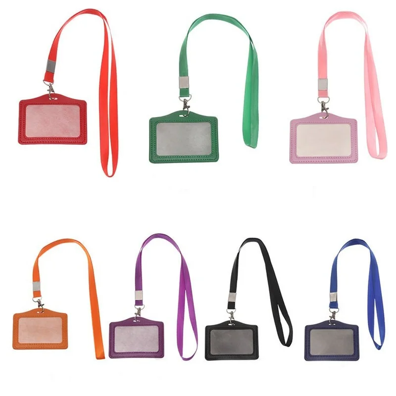 

1set Staff ID Tag Name Badge Holder for Staff Work Card Cover Case with Lanyard Pass Bus Card Sleeve Holder Office Accessories