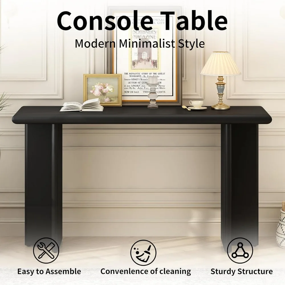 Modern console table, U-leg, 59.1 ", sofa table, narrow entrance table in hallway, Behind sofa, living room, foyer 6