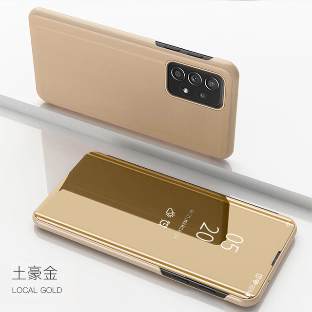 Mirror View PU Leather Flip Cover  For Samsung Galaxy A53 M31S M51 A42 Note20 S20 FE A51 A31  A41 A21 A71 M11 A01 A02 A91