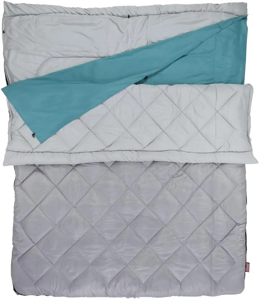 45&deg;F Double Sleeping Bag, Queen Size XL Sleeping Bag with Big & Tall Design, 2 Bags When Zipped Apart, 3-Layer