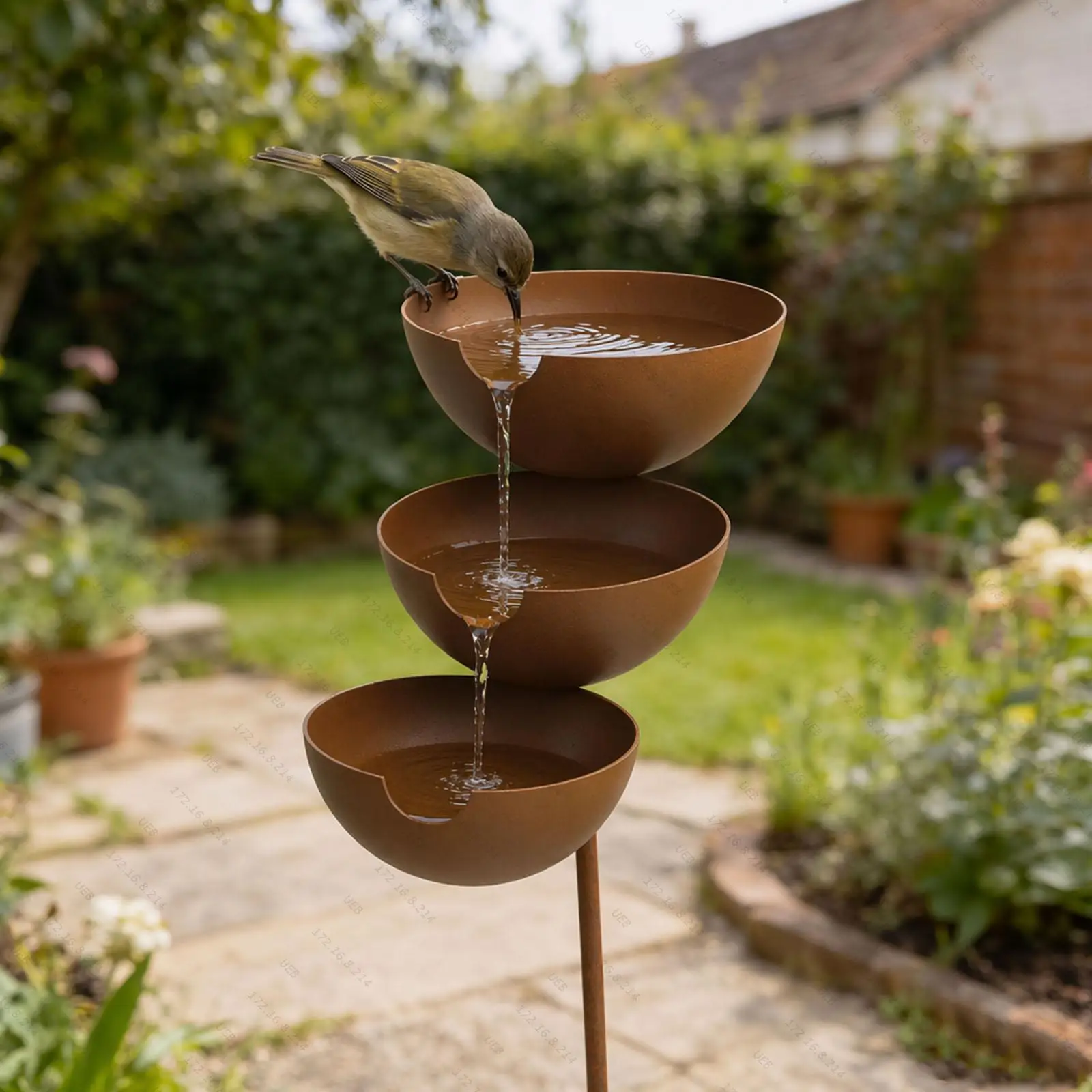 3-tiered Metal Rain Catcher Bird Bath Stake 2