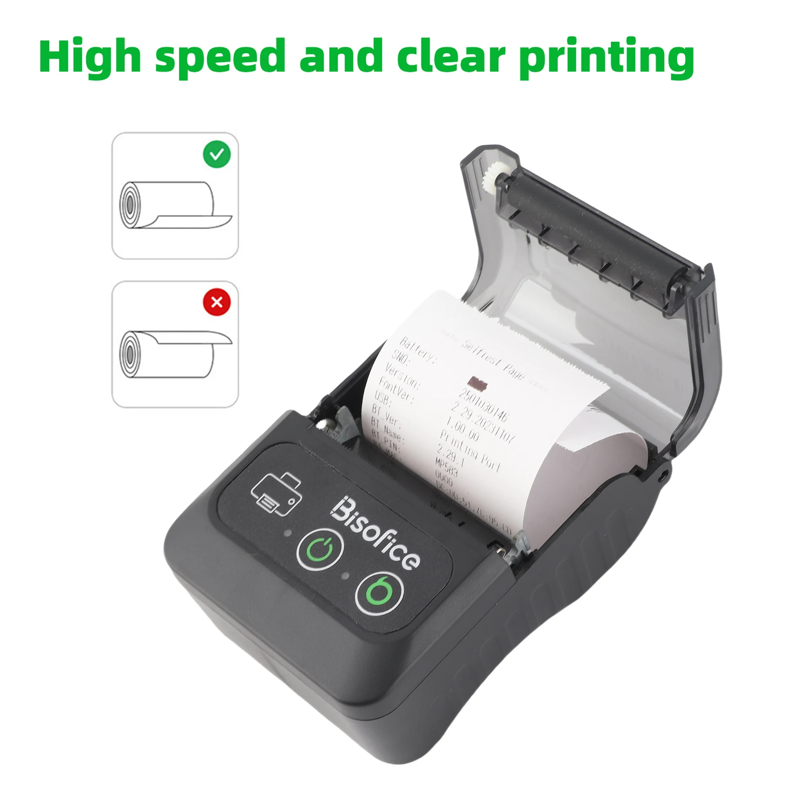 Bisofice 휴대용 무선 BT 58mm 2인치 열전사 영수증 프린터 미니 USB 빌 POS 모바일 프린터 지원 ESC/POS 인쇄 명령