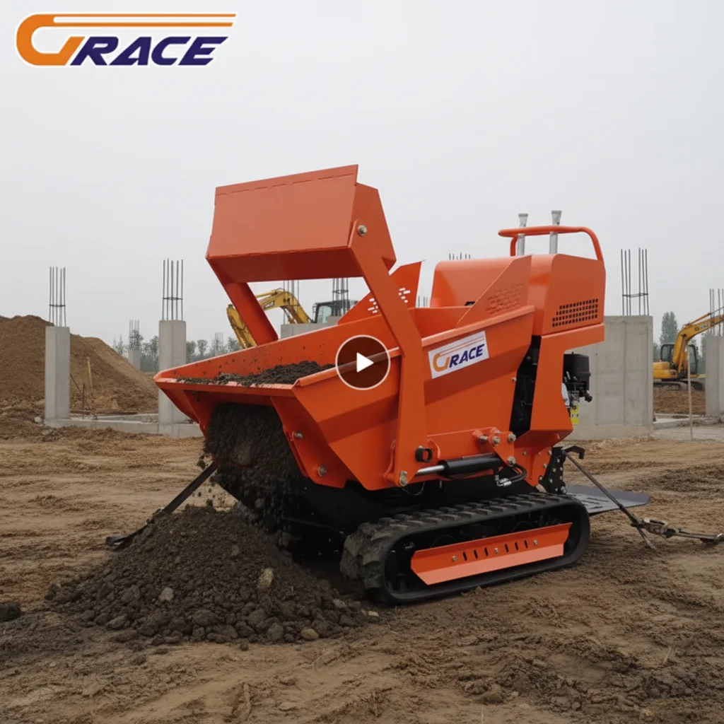 Raupen-Minidumper 800kg EURO 5 EPA mit verstellbarer Schaufelhöhe für Sand- und Bauschutttransport – Großhandel ab Werk