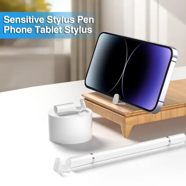 Smart Phone Tablet Stylus Pen with Phone Holder Sensitive Drawing Writing Capacitive Pen Portable Office Tablet Touch Screen Pen
