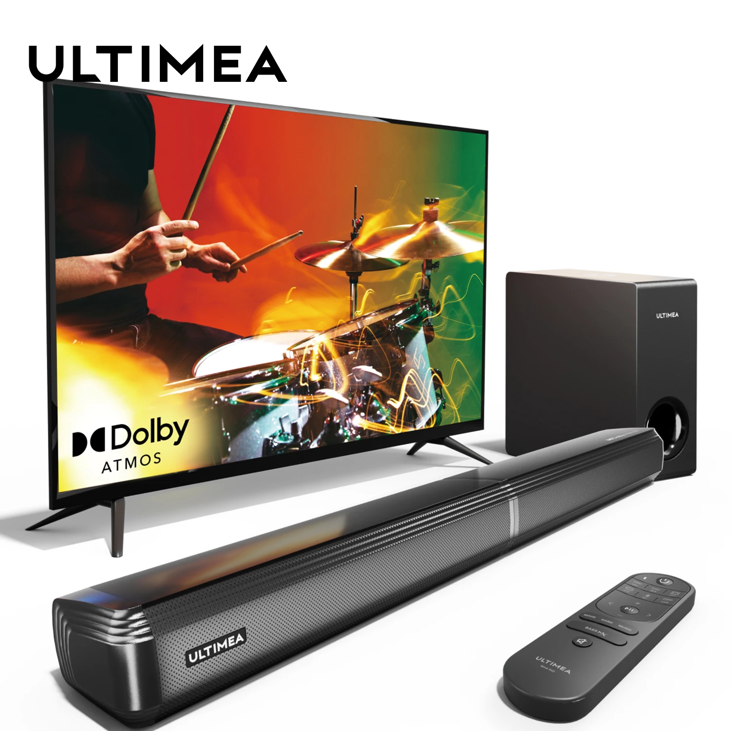 Ultimea 4.1Ch Dolby Atmos Tv Soundbar 280W, 2-In-1 Bluetooth 5.3 Soundbar Per Tv Con Subwoofer,3 Modalità Eq Altoparlanti Soundbar Tv