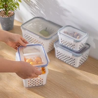 Double-Layer Drain Basket with Cover Refrigerator Fruits Vegetables Crisper Large Washing Vegetable Basket Kitchen Colander Tool 3
